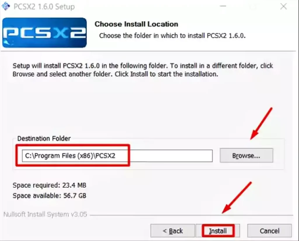click to Install PS2 Bios PCSX2